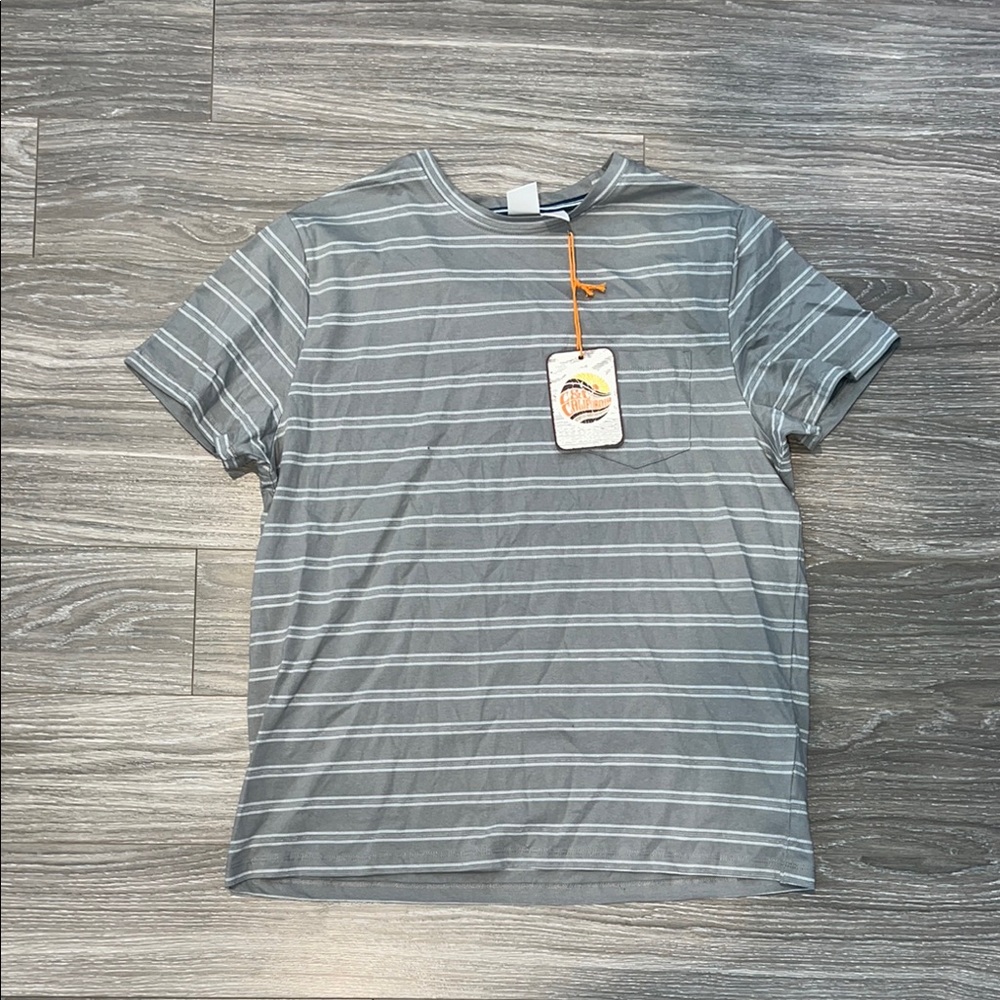 C.C Gray Short Sleeve Tee with Stripes